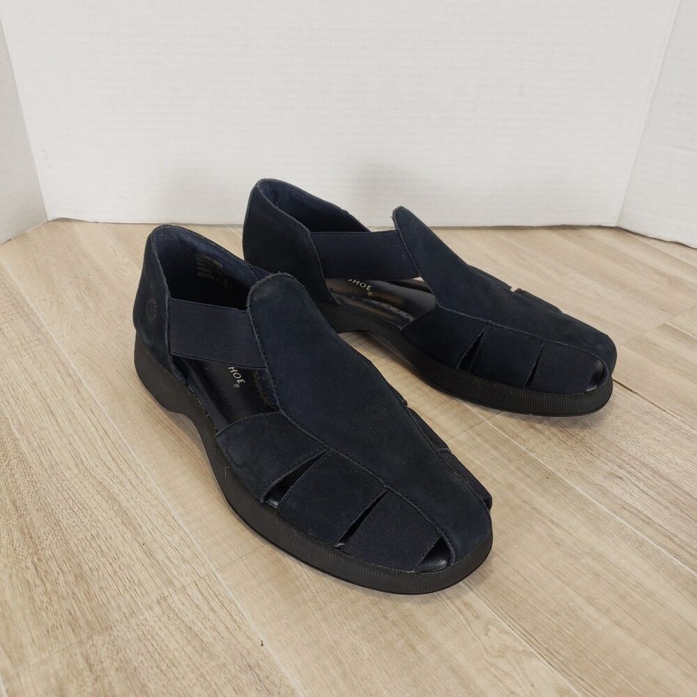 Earth Spirit Black Low Wedge Sandals Women's US Sz 8